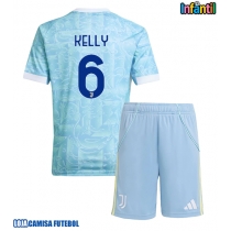 Camisa de Futebol Juventus Lloyd Kelly #6 Equipamento Secundário Infantil 2025-26 Manga Curta (+ Calças curtas)